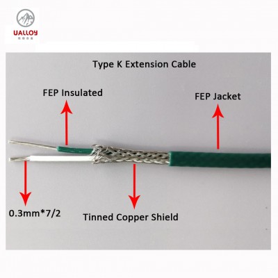 0.32mm*7/2 Type K Stranded and Soft Extension Cable with FEP Insulation